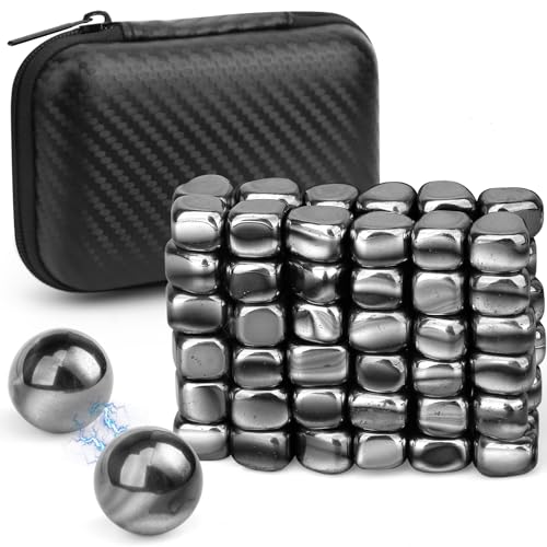 Cybemaga Cool Fidget Magnet Ferrite Rock for Adults Fidget Mangetic Stones with Fiber Case for Easy Carry Magnetic with Two Magnet Balls for Office Desk Kitchen Decors Magic Blocks for Researcher Teacher - Image 1