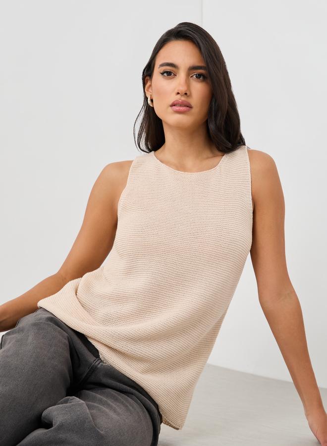 Styli Sleeveless Round Neck Knitted Top - Image 2
