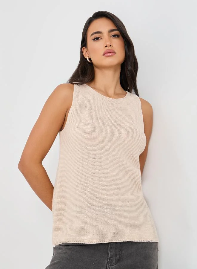 Styli Styli Sleeveless Round Neck Knitted Top