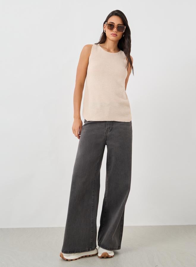 Styli Sleeveless Round Neck Knitted Top - Image 3