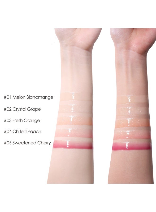 OTWOO O.TWO.O 5-Color Crystal Berry Lip Gloss – Glitter Jelly Shine & Lip Plumper (#3, FRESH ORANGE) - Image 2