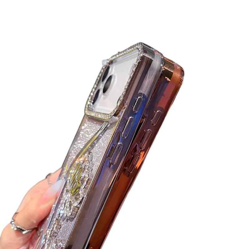 BB غطاء واقي بTPU لـ iPhone 15 / 15 Plus / 15 Pro / 15 Pro Max مع حماية من السقوط ونقش ماسي لامع مع مقاوم للصدمات مع لمسة نهائية مطلية بالكهرباء مع قبضة مضادة للانزلاق باللون Gradien. - Image 5