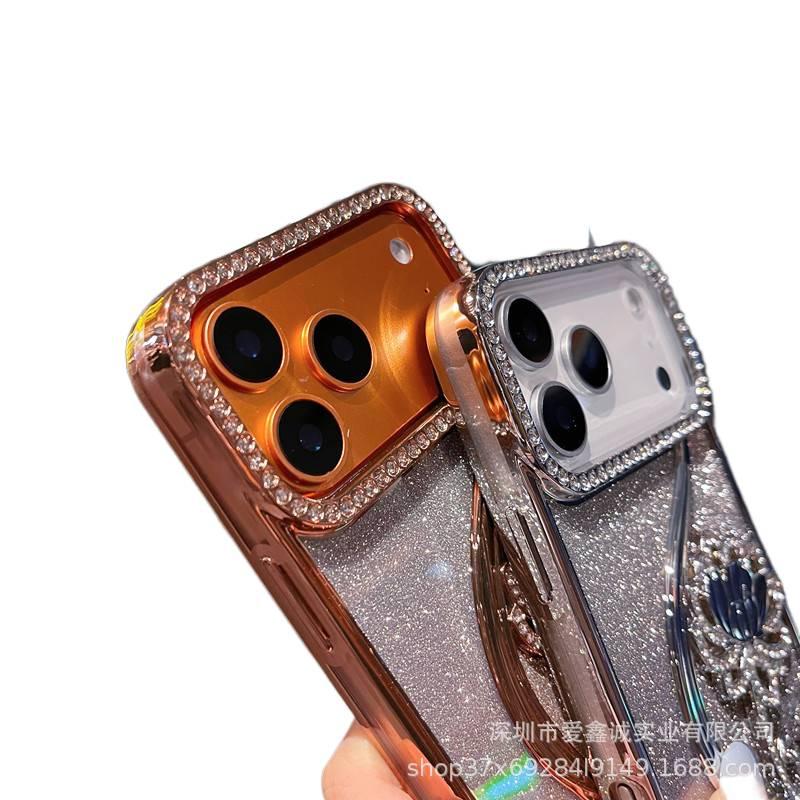 BB غطاء واقي بTPU لـ iPhone 15 / 15 Plus / 15 Pro / 15 Pro Max مع حماية من السقوط ونقش ماسي لامع مع مقاوم للصدمات مع لمسة نهائية مطلية بالكهرباء مع قبضة مضادة للانزلاق باللون Gradien. - Image 2