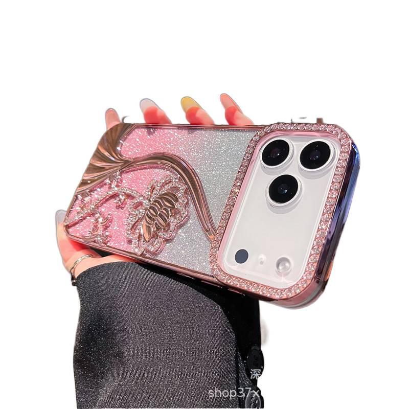 BB غطاء واقي بTPU لـ iPhone 15 / 15 Plus / 15 Pro / 15 Pro Max مع حماية من السقوط ونقش ماسي لامع مع مقاوم للصدمات مع لمسة نهائية مطلية بالكهرباء مع قبضة مضادة للانزلاق باللون Gradien. - Image 1
