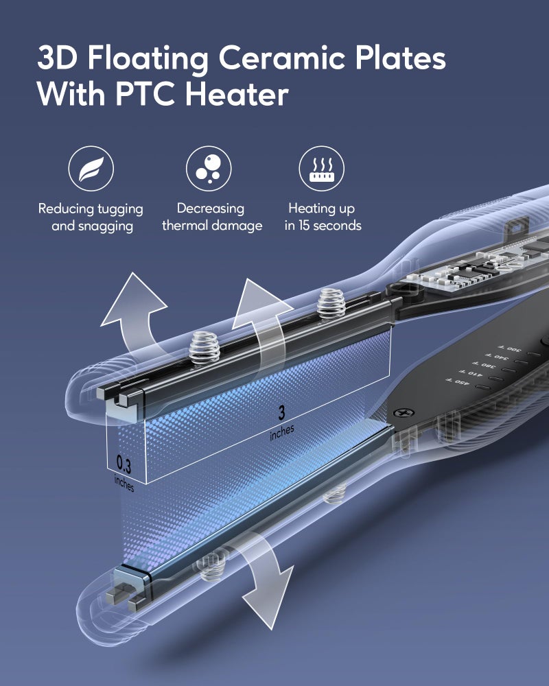 Wavytalk Pencil Flat Iron, 3/10" Small Iron for Short Hair, Pixie Cut and Bangs, Tiny Beard Straightener with Dual Voltage & Adjustable Temp, Mini Hair Edges Heating Up in 15s - Image 2