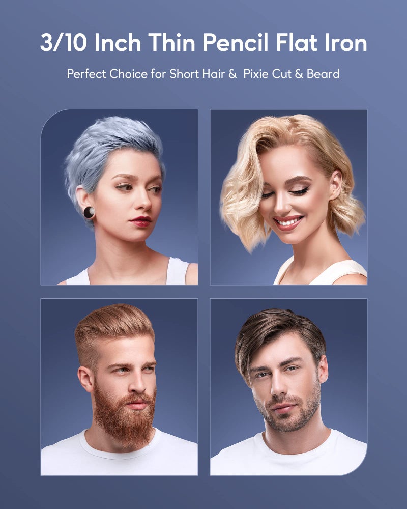 Wavytalk Pencil Flat Iron, 3/10" Small Iron for Short Hair, Pixie Cut and Bangs, Tiny Beard Straightener with Dual Voltage & Adjustable Temp, Mini Hair Edges Heating Up in 15s - Image 5