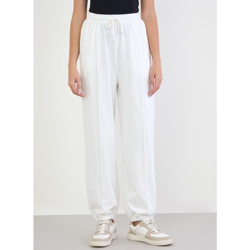 Women Off-White Relaxed Fit Joggers - Image 2