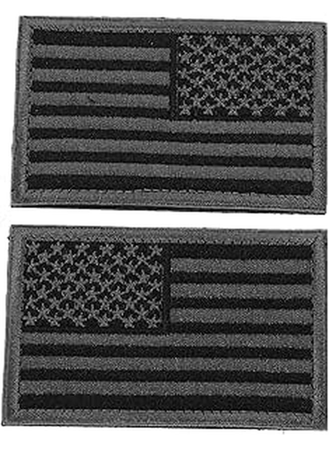 Tactical Hook Loop American Flag Arm Patches 2pcs Grey Outdoor Uniform Use - Image 1