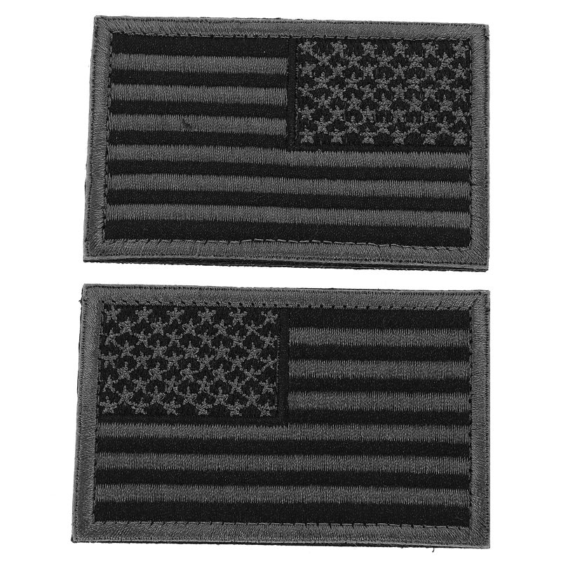 Tactical Hook Loop American Flag Arm Patches 2pcs Grey Outdoor Uniform Use - Image 2