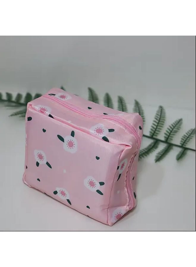 Little Flower Pastel Makeup Toiletry Organizer Bag Reusable Travel Cosmetic Case - Image 1