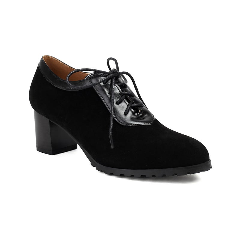 Lazada Export Model 2025 Autum New Retro Round Toe 40-43 Velvet Front Lace-Up Mid-Mouth Flats For Women - Image 1