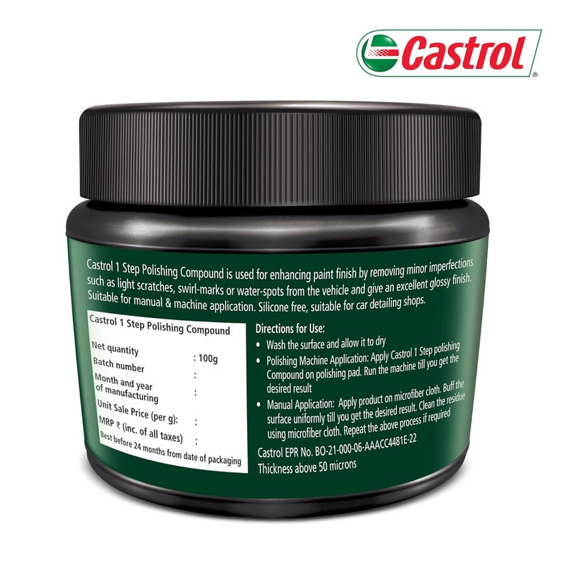 Castrol كاسترول مركب تلميع بخطوة واحدة للسيارات (100غ) | يزيل الخدوش الطفيفة | لمسة لامعة ممتازة | يعزز تشطيب الطلاء | خالي من السيليكون | مناسب للتطبيق اليدوي وورش تفصيل السيارات - Image 4