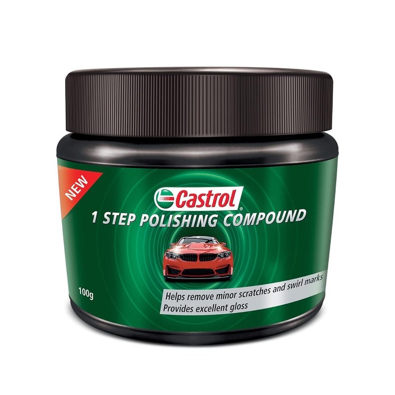 Castrol كاسترول مركب تلميع بخطوة واحدة للسيارات (100غ) | يزيل الخدوش الطفيفة | لمسة لامعة ممتازة | يعزز تشطيب الطلاء | خالي من السيليكون | مناسب للتطبيق اليدوي وورش تفصيل السيارات - Image 1