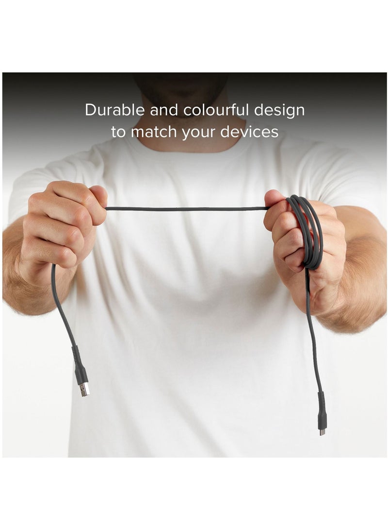 Travel Data cable USB 2.0 to Type C for smartphone, Length 1.5 m, black color suitable for Samsung, Huawei, Xiaomi, LG and others.