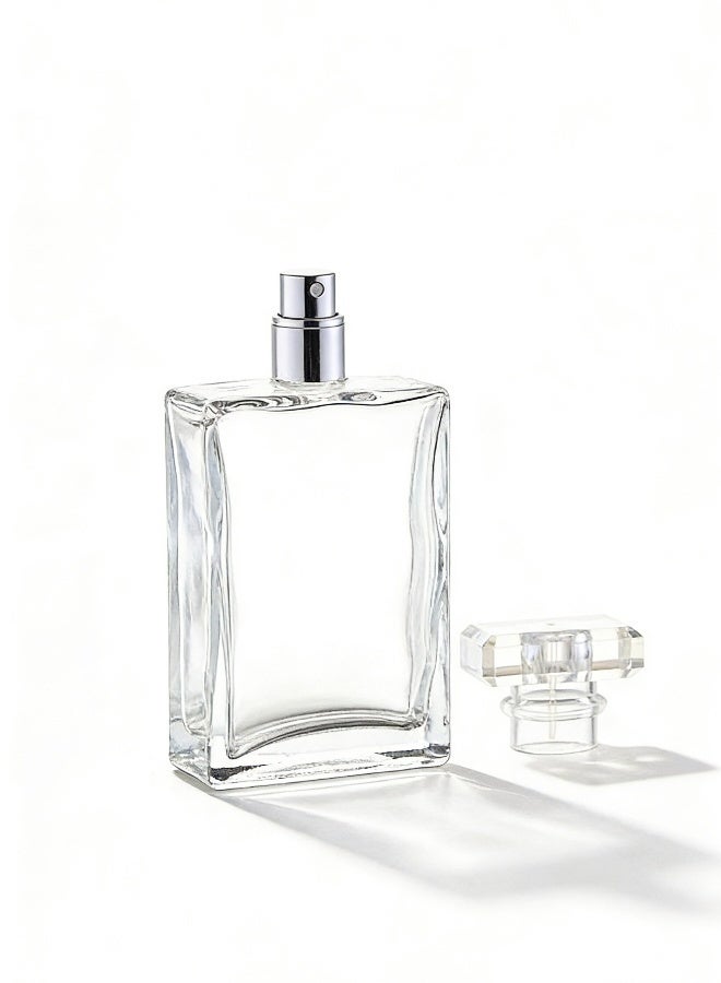 زجاجة عطر زجاجية فارغة قابلة لإعادة التعبئة بحجم 50 مل، مع رذاذ عطر، مجموعة زجاجات صغيرة محمولة شفافة - Image 2