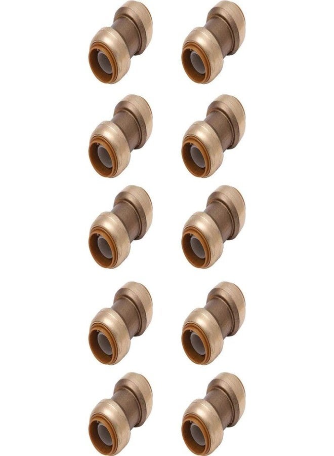 VENTRAL 1/2 Inch Push to Connect Straight Coupling Connector for PEX, Copper, CPVC Pipe, Brass Plumbing Fitting with Stiffener, No Lead 10 in Pack - Image 1