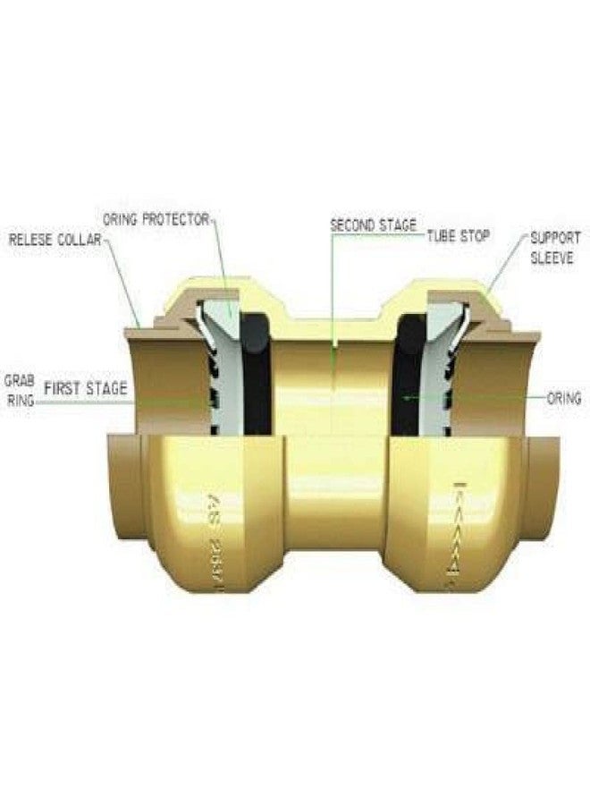 VENTRAL 1/2 Inch Push to Connect Straight Coupling Connector for PEX, Copper, CPVC Pipe, Brass Plumbing Fitting with Stiffener, No Lead 10 in Pack - Image 4