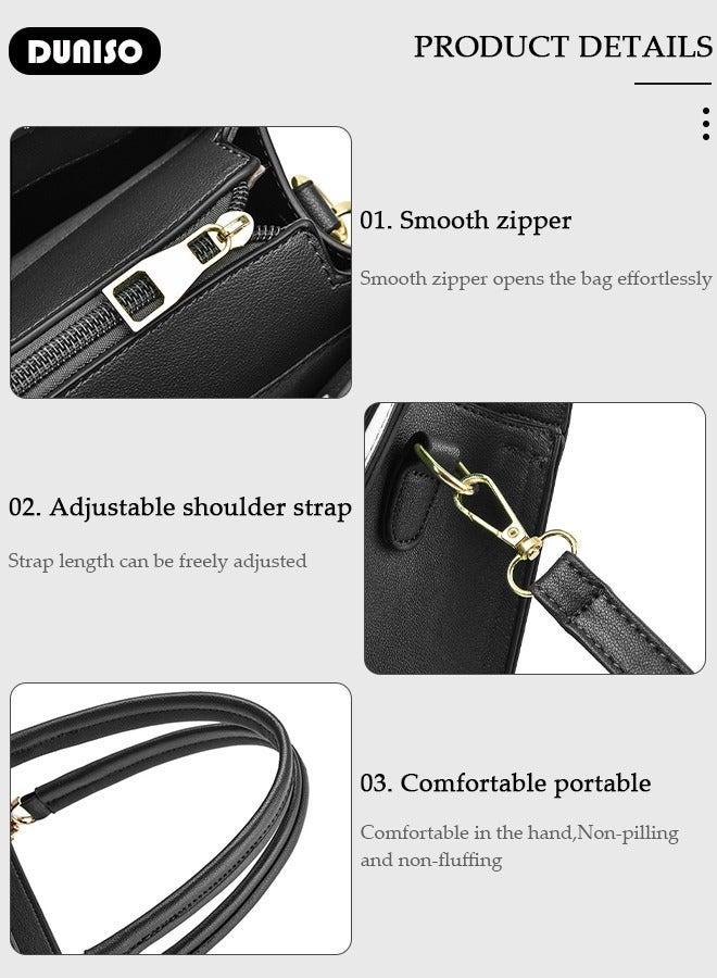 DUNISO Women's Fashion Handbag Faux Leather Crossbody Bag For Women  Large Capacity Magnetic buckle Tote Bags Top Handle Satchel Fashionable Travel Shoulder Bag For Ladies - Image 2