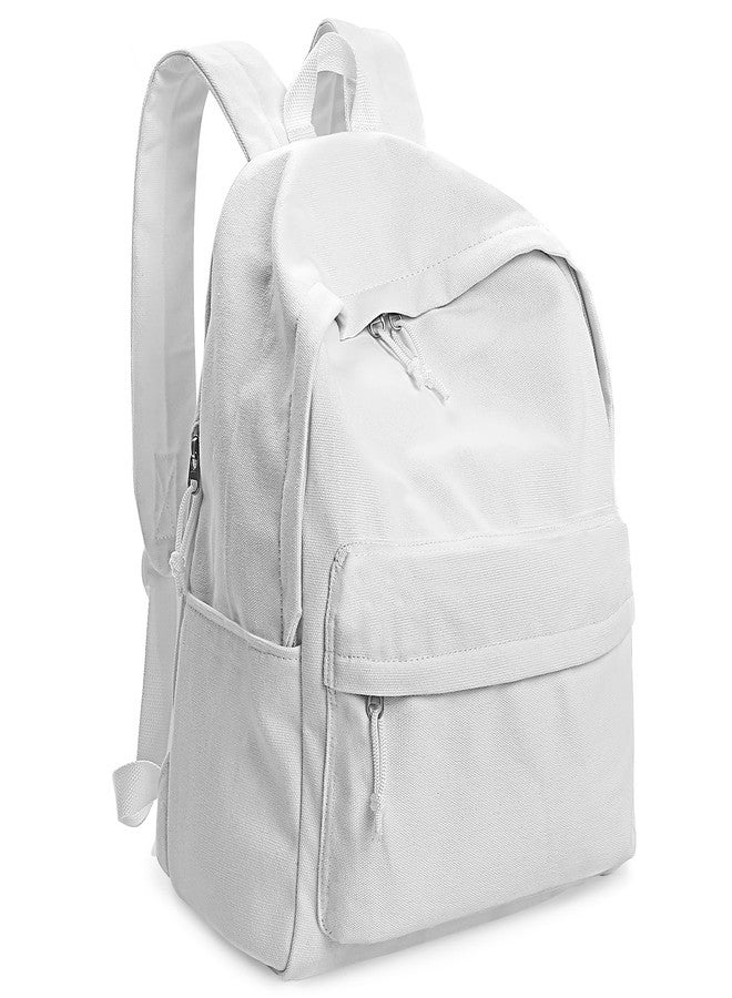Zicac Diy Canvas Backpack Daypack Satchel Backpack (White, with Side Pocket) - Image 1