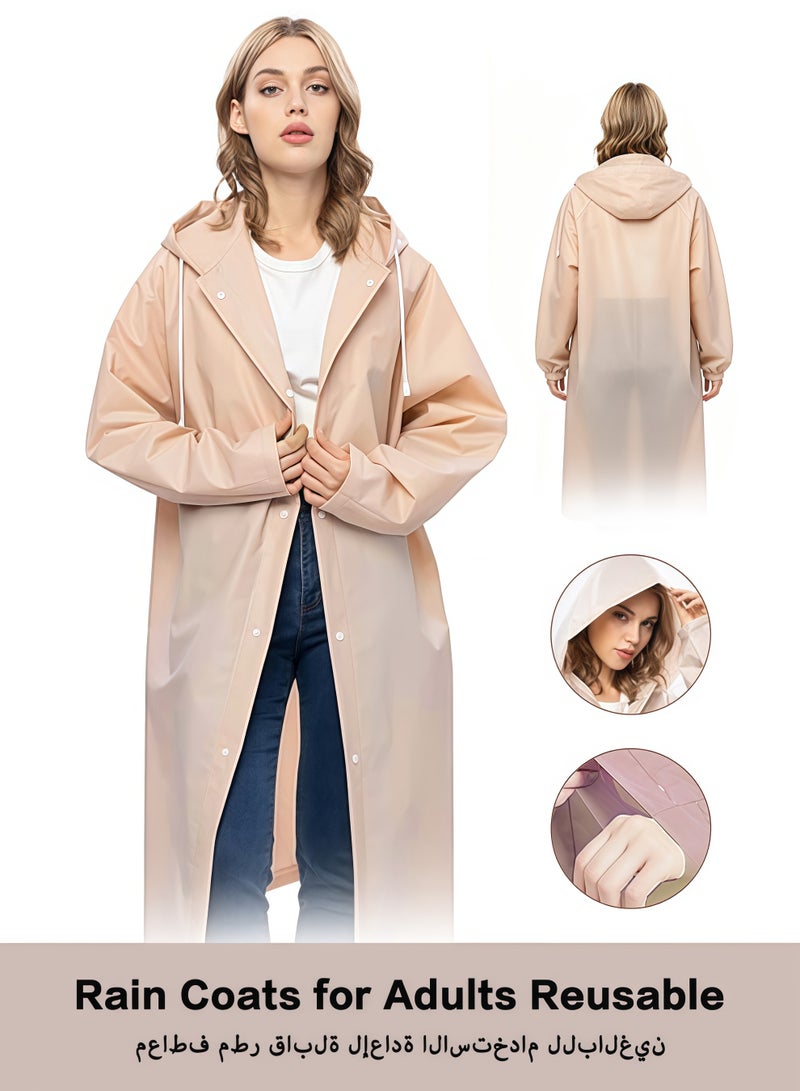 Organizer Rain Coats for Adults Reusable, 1Pcs Thickened Transparent Light Raincoat with Hood and Elastic Cuff Sleeves, EVA Rain Ponchos Rain Jackets Raincoats for Men Women, for Family Fishing Travel (Khaki) - Image 1