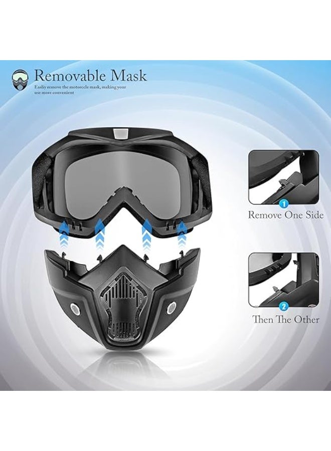Goggle Mask Anti Scratch Protective Open Face Eyewear Windproof Dirt Shield Adjustable Strap Soft Foam Padded Detachable for Cycling Bike Off Road Racing Riding Unisex - Image 4