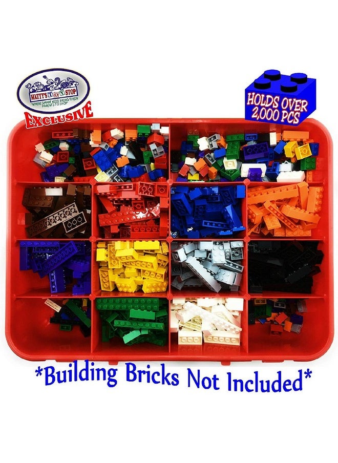 Matty's Toy Stop Matty's Toy Stop Brik-Kase 2.0 Travel, Building, Storage & Organizer Container Case with Building Plate Lid (Holds Approx 2000pcs) - Compatible With All Major Brands (Red, Green & Yellow)  - Image 4