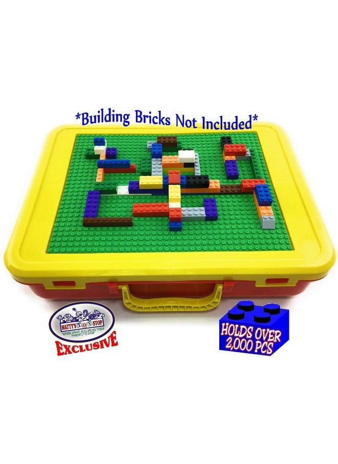 Matty's Toy Stop Matty's Toy Stop Brik-Kase 2.0 Travel, Building, Storage & Organizer Container Case with Building Plate Lid (Holds Approx 2000pcs) - Compatible With All Major Brands (Red, Green & Yellow)  - Image 3