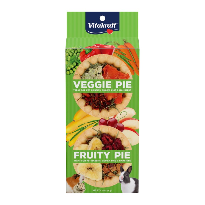 Vitakraft Veggie & Fruity Pie Treat for Pet Rabbits, Guinea Pigs, and Hamsters, 2 Pies,brown,24" x 50", 1.27 Ounce (Pack of 1) - Image 1