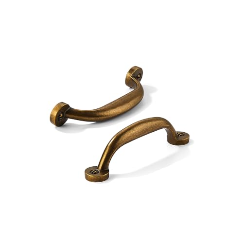 CABDM 10 Pack 3 inch Hole Center Antique Brass Vintage Aged Old Cabinet Pulls Heavy Duty Solid Drawer Hardware Kitchen Vanity Bathroom Handles - Image 1