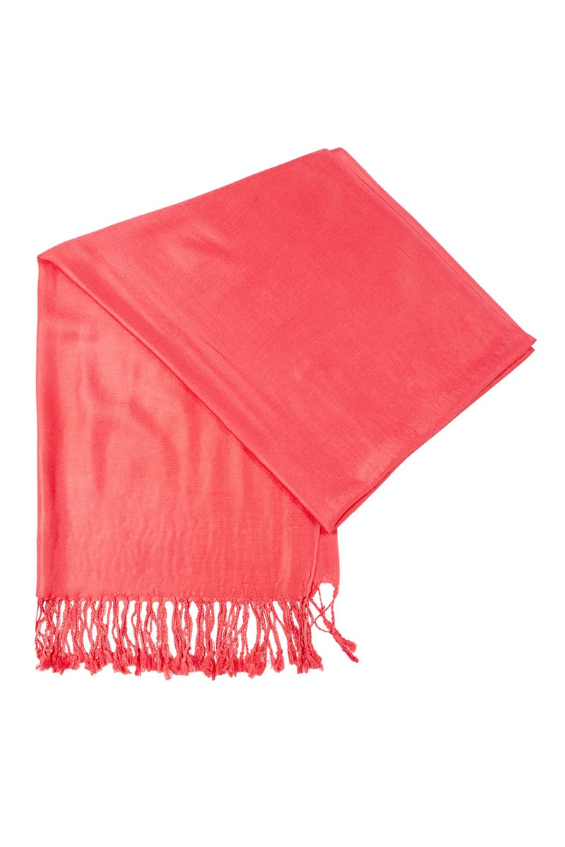 Sakkas 78" X 28" Rayon from Bamboo Soft Solid Pashmina Feel Shawl/Wrap/Stole - Coral - Image 4