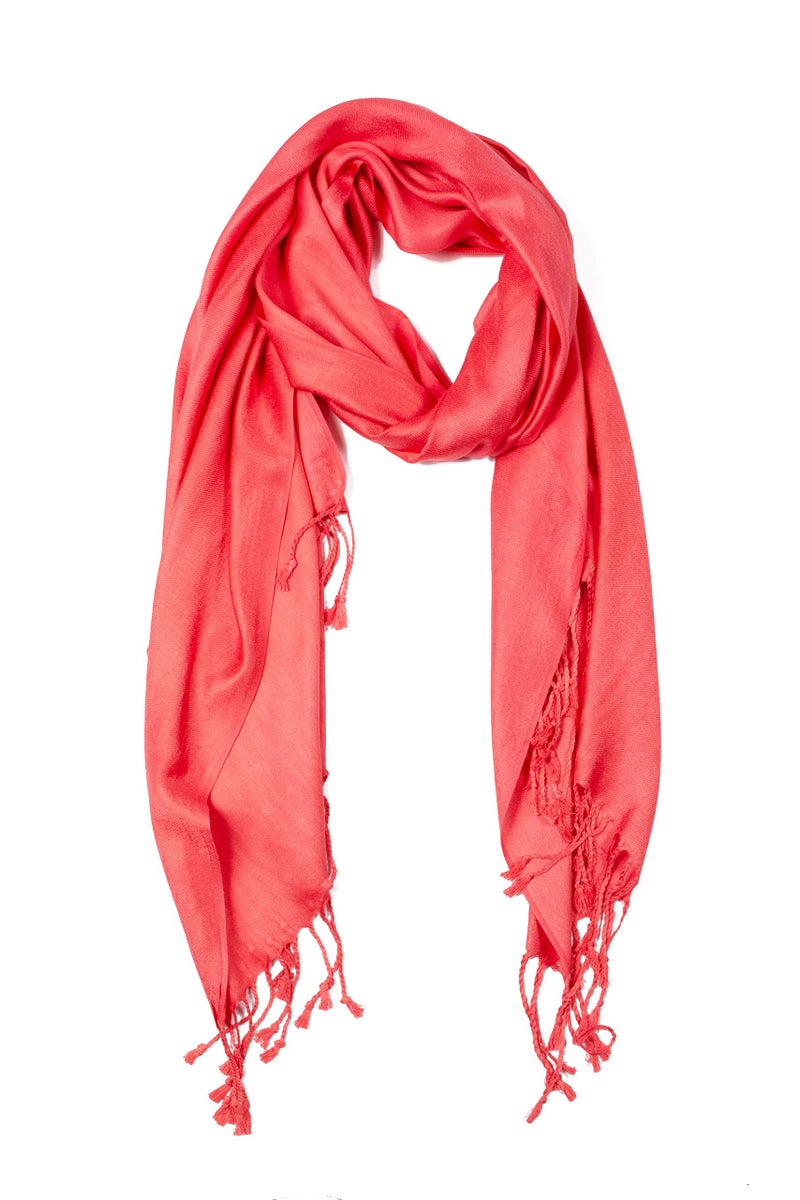 Sakkas 78" X 28" Rayon from Bamboo Soft Solid Pashmina Feel Shawl/Wrap/Stole - Coral - Image 5