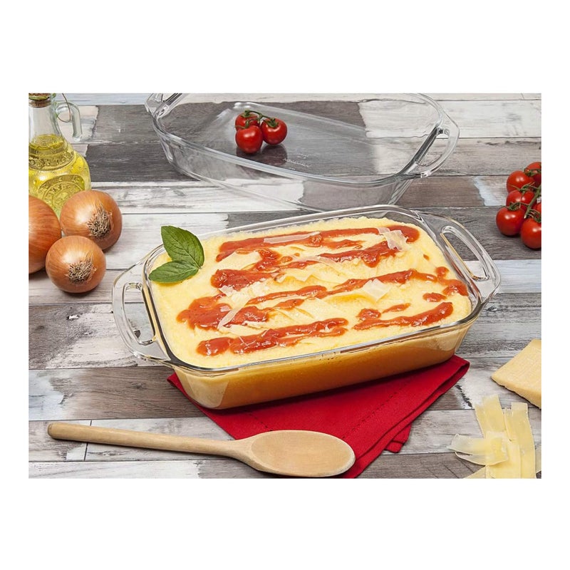 Marinex Large Rectangular Glass Roaster with Handle 3.5L  Extra-Large Heat-Resistant Borosilicate Bakeware Dish - Clear - Image 4