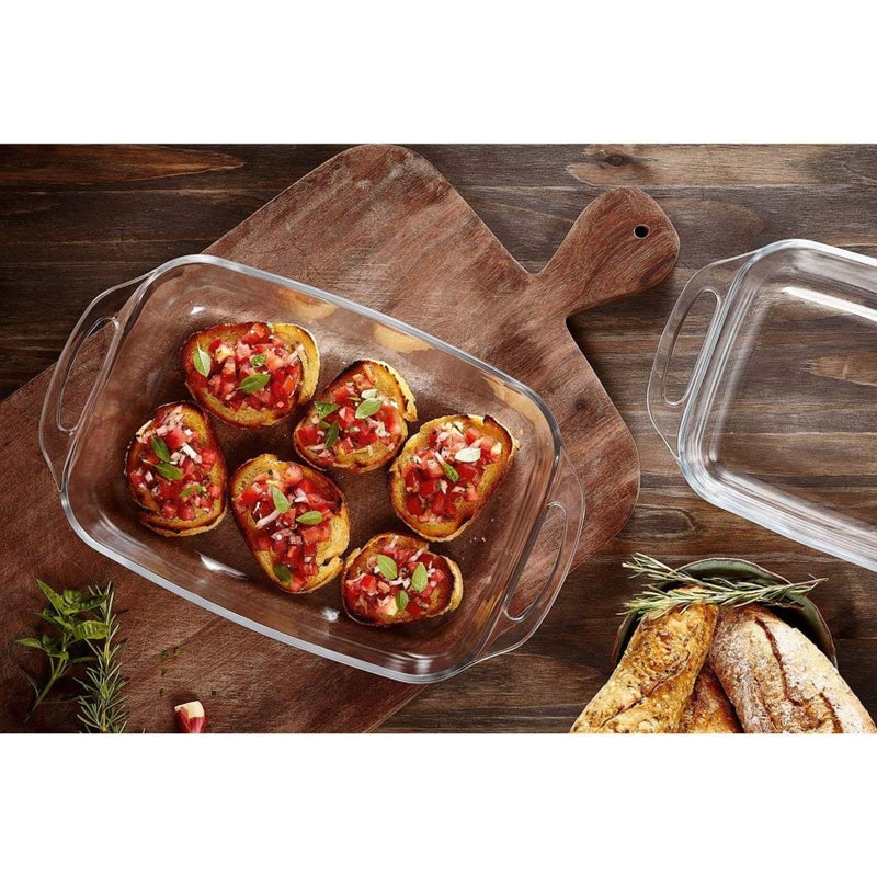Marinex Large Rectangular Glass Roaster with Handle 3.5L  Extra-Large Heat-Resistant Borosilicate Bakeware Dish - Clear - Image 3