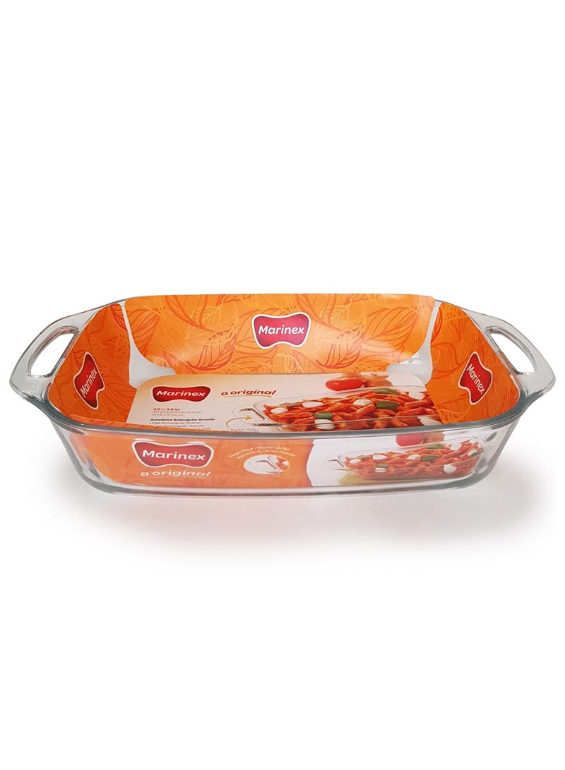 MARINEX Large Rectangular Glass Roaster with Handle 3.5L – Extra-Large Heat-Resistant Borosilicate Bakeware Dish | Transparent Oven-Safe Roasting & Baking Tray with Easy-Grip Handles - Image 3