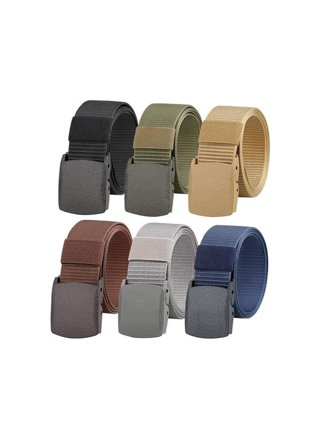 PROMASS 6 Pack Tactical Military Nylon Belts Premium Men's Belt for Men/Women Plastic Buckle Metal Free, One Size  - Image 1