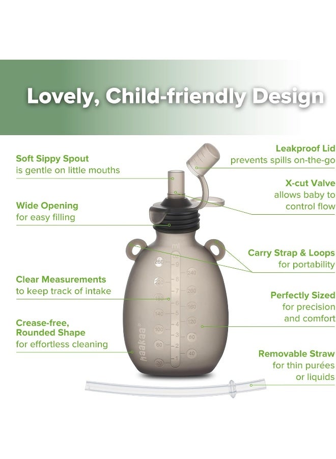 haakaa Happii Bear Silicone Goody Pouch Combo, Reusable Baby Food Pouches for Homemade Organic Purees, Juices, Smoothies, and Yogurt - Perfect for Toddlers and Kids - 2 Pack, 6oz+9oz - Image 4