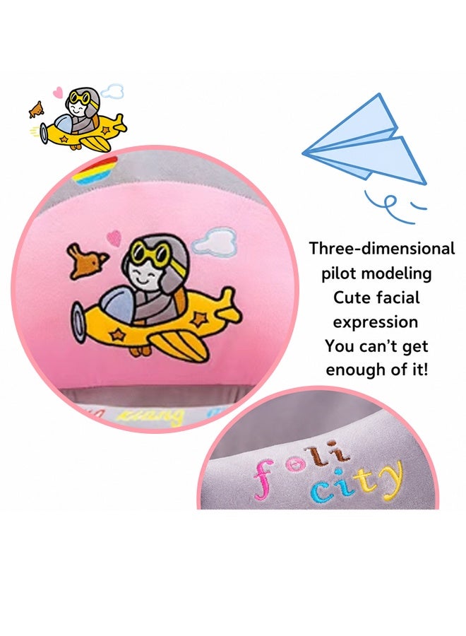 WangPangZi Baby Sofa Learn Sitting Chair, Infant Support Seat with Plush Cushion & Protector, Nursery Soft Plush Pillow Chair with Hanging Plush Toys for Infants Play & Sitting Training, Cute Pilot Image Design Cartoon Style Grey, Suitable for Boys Girls - Image 5