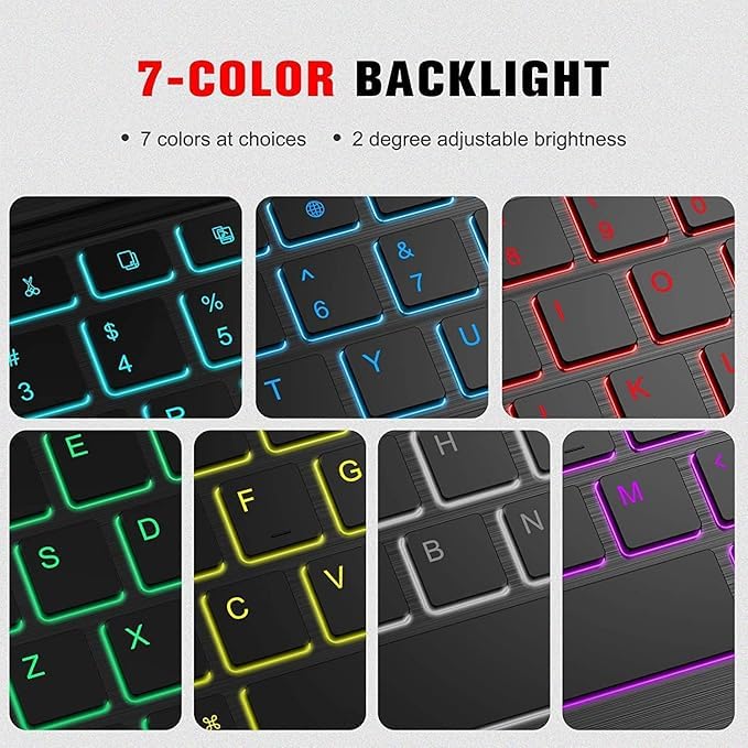 ProElite Keyboard case for Apple iPad Pro 13 inch 2024/2025 M4/M5 with Pencil Holder, Magnetic Detachable Wireless Bluetooth Keyboard Built-in 7-Colors Backlit, Lavender - Image 4