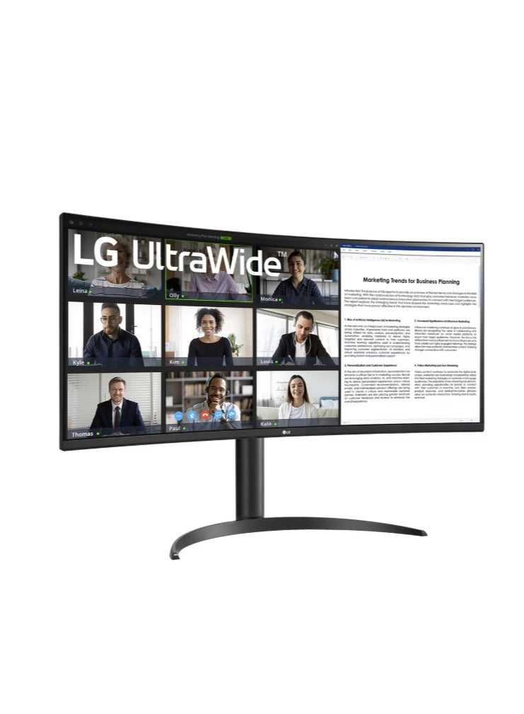 LG 34 inch WQHD Ultrawide Curved Monitor (3440 x 1440) HD Nero, 100hz 21:9 5MS -3000:1 HDMI/DP/USB/DOWNSTRM), Picture By Picture (PBP), USB Type-C, Reader Mode, 34WR55QK Black - Image 2