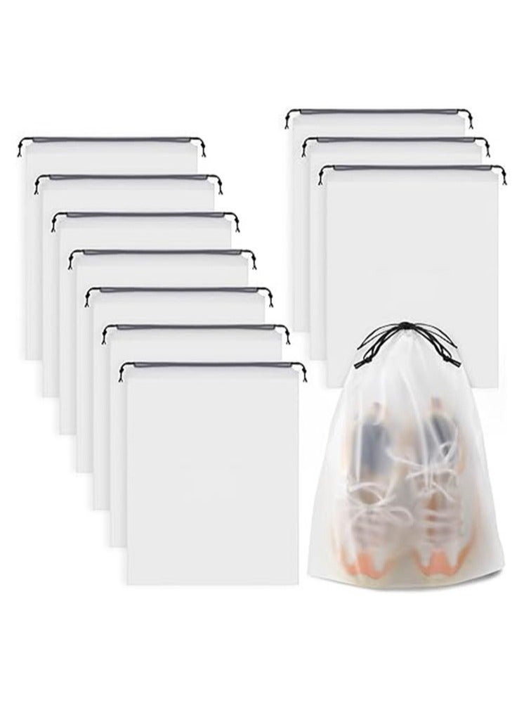 عربست حقائب أحذية شفافة للسفر، 8 قطع، مقاس 15.7 بوصة × 11.8 بوصة، حقائب أحذية سفر للتعبئة، حقيبة تخزين أحذية سفر مقاومة للماء برباط، أساسيات السفر للرجال والنساء - Image 1