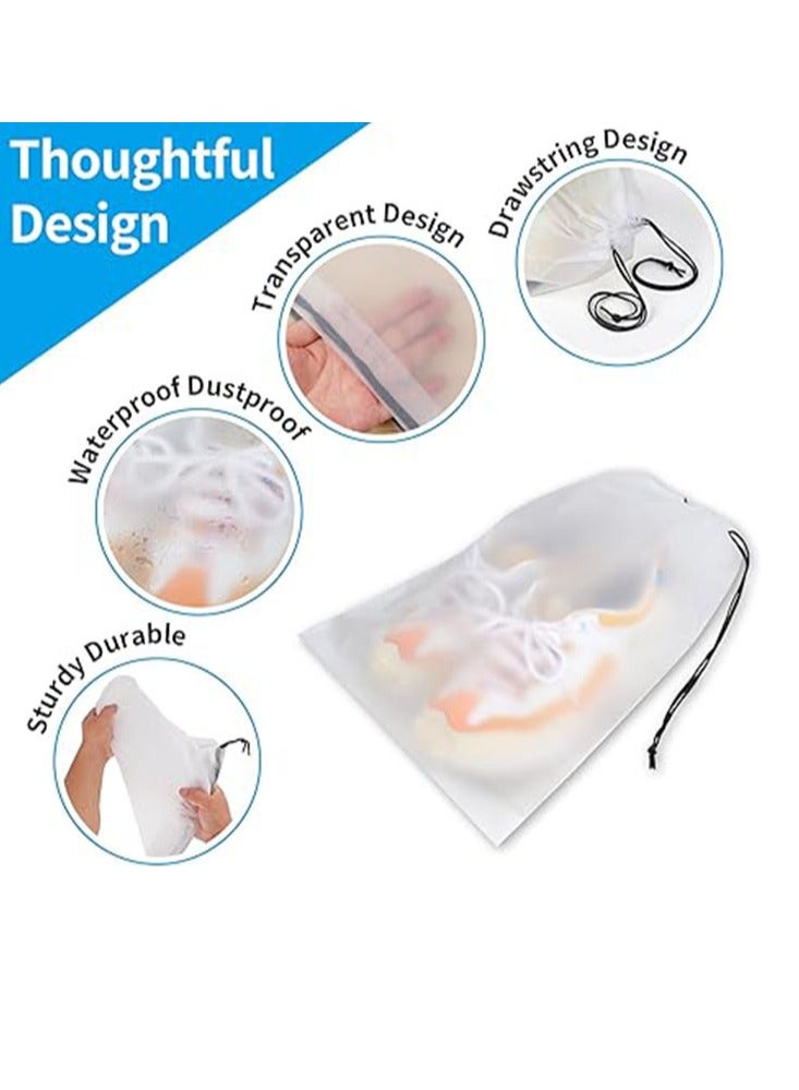 عربست حقائب أحذية شفافة للسفر، 8 قطع، مقاس 15.7 بوصة × 11.8 بوصة، حقائب أحذية سفر للتعبئة، حقيبة تخزين أحذية سفر مقاومة للماء برباط، أساسيات السفر للرجال والنساء - Image 3