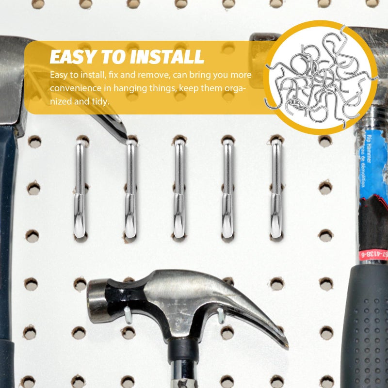20 Pcs Heavy Duty Metal Pegboard Hooks Double Wire Garage Utility Silver Wall Hanging Tool Storage - Image 4