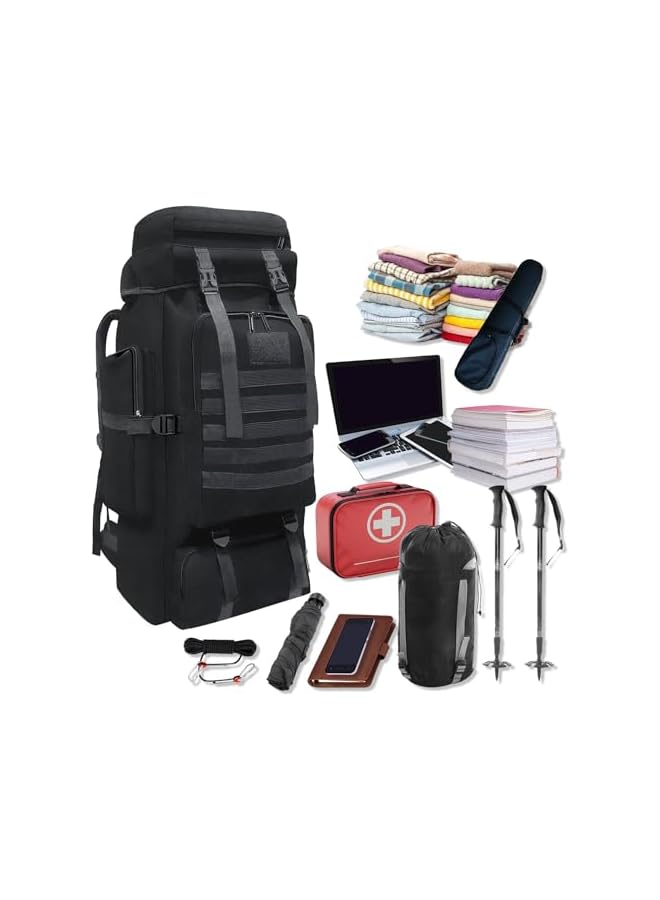 PROMASS 80L 100 Liters Hiking Camping Backpack Travel Molle Rucksack,Military Tactical Daypacks,Upgraded Thickened Adjustable Waterproof Large Capacity Outdoor Backpack - Image 5