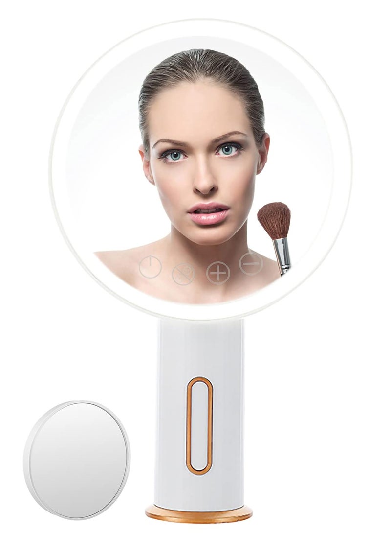 10X/1X LED Lighted Makeup Mirror with 3 Dimmable Colors - High-Definition Vanity Mirror for Flawless Makeup - Image 1