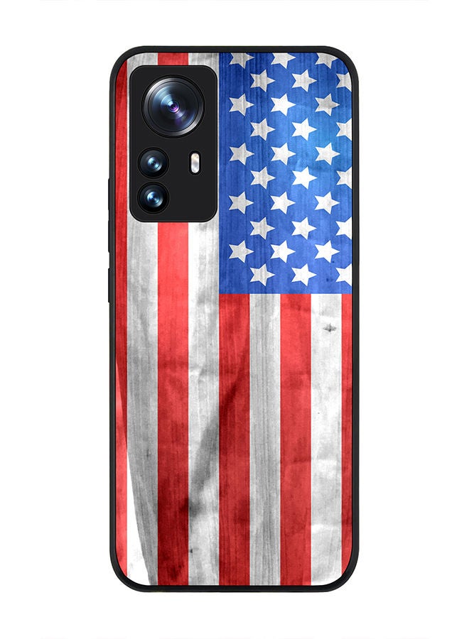 Stylizedd Rugged Black edge case for Xiaomi 12 Pro Slim fit Soft Case Flexible Rubber Edges Anti Drop TPU Gel Thin Cover - USA Grunge Flag - Image 1