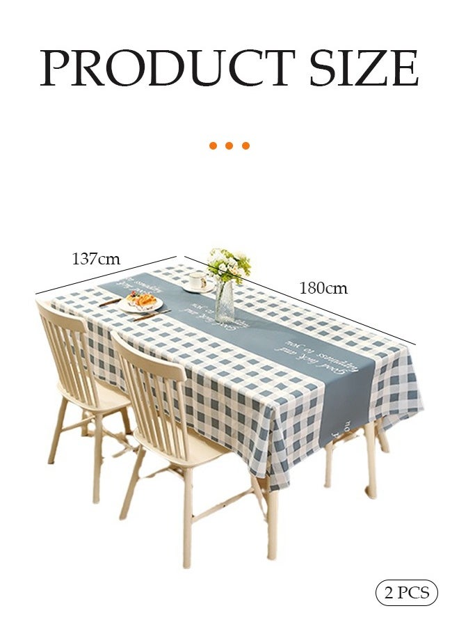 DUNISO - 2 Pcs Waterproof tablecloth, rectangular tablecloths, no wash dust proof tablecloths, heat resistant and wear resistant, suitable for dining tables, desks, dressing tables, counters, coffee tables, 137cm * 180cm - Image 1