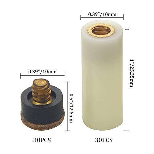 XINGYHENG 30 Set Billiard Cue Ferrules with Screw-on Cue Tips Billiard Accessories Replacement Parts Stick Repair Tool Set(10mm Brown Tip) - Image 5