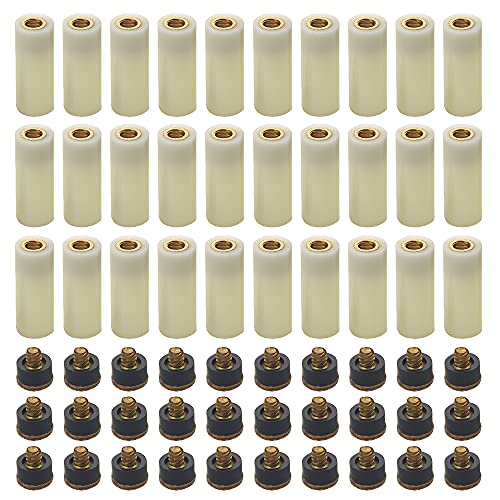 XINGYHENG 30 Set Billiard Cue Ferrules with Screw-on Cue Tips Billiard Accessories Replacement Parts Stick Repair Tool Set(10mm Brown Tip) - Image 1