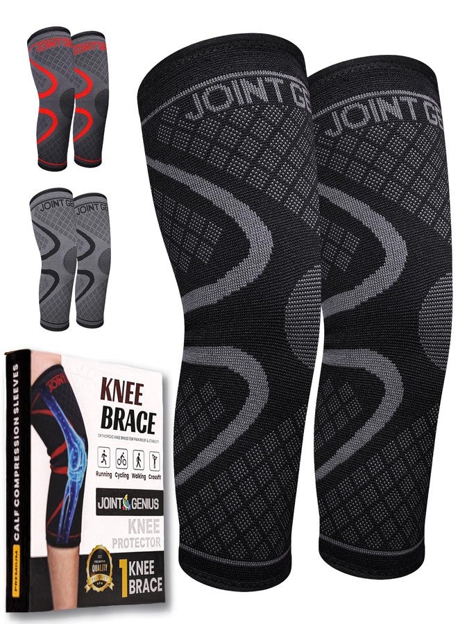 Joint Genius Knee Cap for Men & Women for Pain Relief | Knee Brace & Knee Support for Gym, Sports & Running | Knee Support for Women Knee Pain | Compression Knee Pad (BLACK-3XL) - Image 1