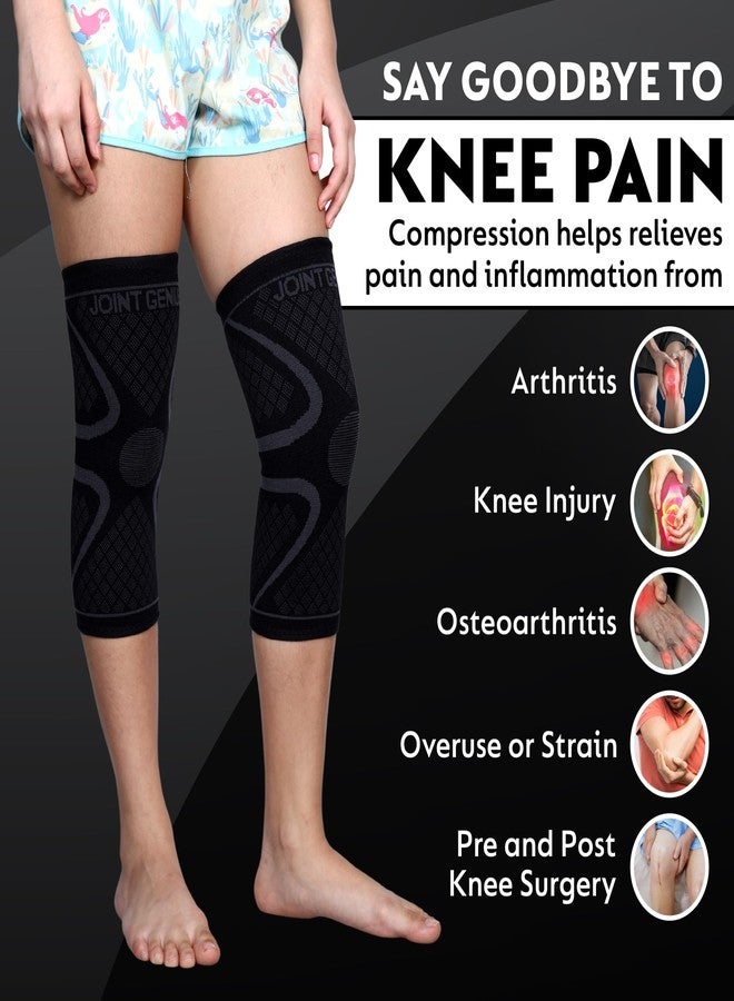 Joint Genius Knee Cap for Men & Women for Pain Relief | Knee Brace & Knee Support for Gym, Sports & Running | Knee Support for Women Knee Pain | Compression Knee Pad (BLACK-3XL) - Image 3